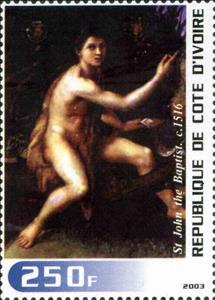 Stamp, St John the Baptist c.1516, Cinderellas,  , Nudes, Paintings