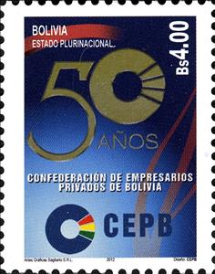 Stamp, 50 years of the Private Employers Confederation, Bolivia,  , Labour Organisations