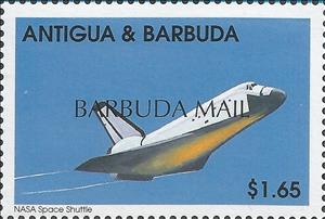 Stamp, NASA Space Shuttle, Barbuda,  , Aviation, Space Traveling, Spacecrafts