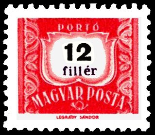 Postage due, inscription 7,4 mm long