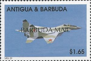 Stamp, MiG 29, Barbuda,  , Air Forces, Aircraft, Aviation