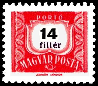 Postage due, inscription 7,4 mm long