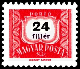 Stamp, Postage due, inscription 7,4 mm long, Hungary,  