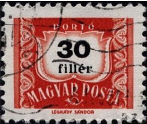 Stamp, Postage due, inscription 7,4 mm long, Hungary,  