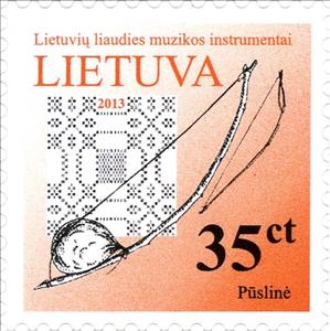 Stamp, Bladderbow bass, Lithuania,  , Musical Instruments