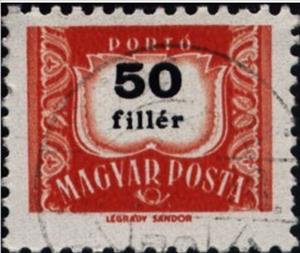 Stamp, Postage due, inscription 7,4 mm long, Hungary,  