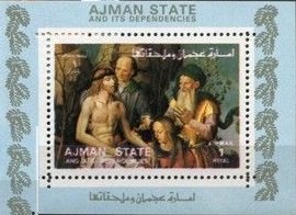 Souvenir Sheet, Descent from the Cross, Ajman,  , Paintings, Religion