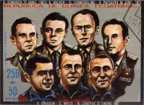 Komarov, Volkov, Dobrovolsky, Patsayev, Grissom, White, Chaf