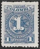 Stamp, Number 1, Colombia,  , Numbers
