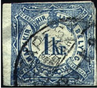 Stamp, Coat of arms up, wmk. 2, Hungary,  