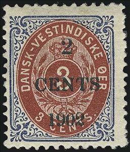 Stamp, Numeral type surcharged, Danish West Indies,  , Crowns and Coronets, Numbers