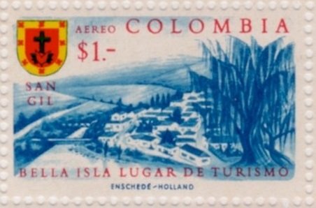 Stamp, Coat of Arms, View of San Gil, Colombia,  , Coats of Arms, Landscapes, Townscapes / City Views