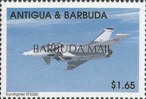 Stamp, Eurofighter EF2000, Barbuda,  , Air Forces, Aircraft, Aviation