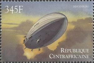 Stamp, Airship LZ-129 "Hindenburg", Central African Republic,  , Aviation, Zeppelins