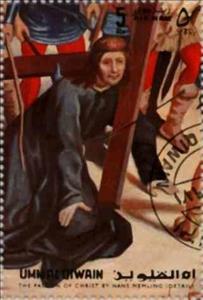 Stamp, the passion of Christ by Hans Memling, Umm al-Qiwain,  , Easter