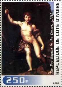 Stamp, The Boy baptist in the Desert c.1517, Cinderellas,  , Paintings