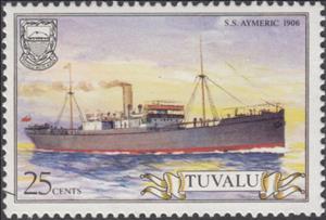 Stamp, SS Aymeric 1906, Tuvalu,  , Ships
