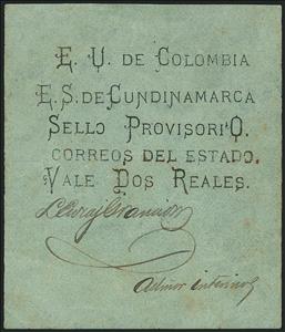 Stamp, Provisional stamp, Colombia,  , Letters (Alphabet)