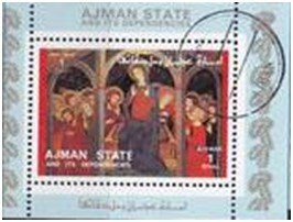Souvenir Sheet, Pentecost, Ajman,  , Paintings, Religion