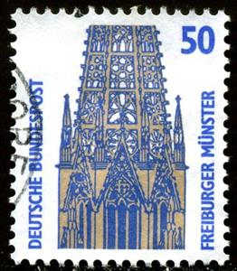 Stamp, Tower of the Freiburg Minster, Germany, Federal Republic,  , Buildings, Churches - Cathedrals - Basilicas - Chapels, Towers