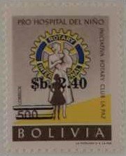Rotary Emblem and nurse with children - surcharged
