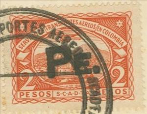 Stamp, Bogotá Cathedral "PE.", Colombia,  , Aircraft, Churches - Cathedrals - Basilicas - Chapels
