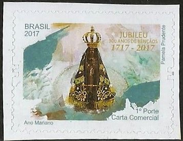 Stamp, Lady Of Aparecida 300th Anniversary, Brazil,  , Religion, Saints, Statues