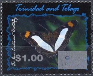 Stamp, 2017 Surcharge on 2002 Butterflies Stamp, Trinidad and Tobago,  , Butterflies