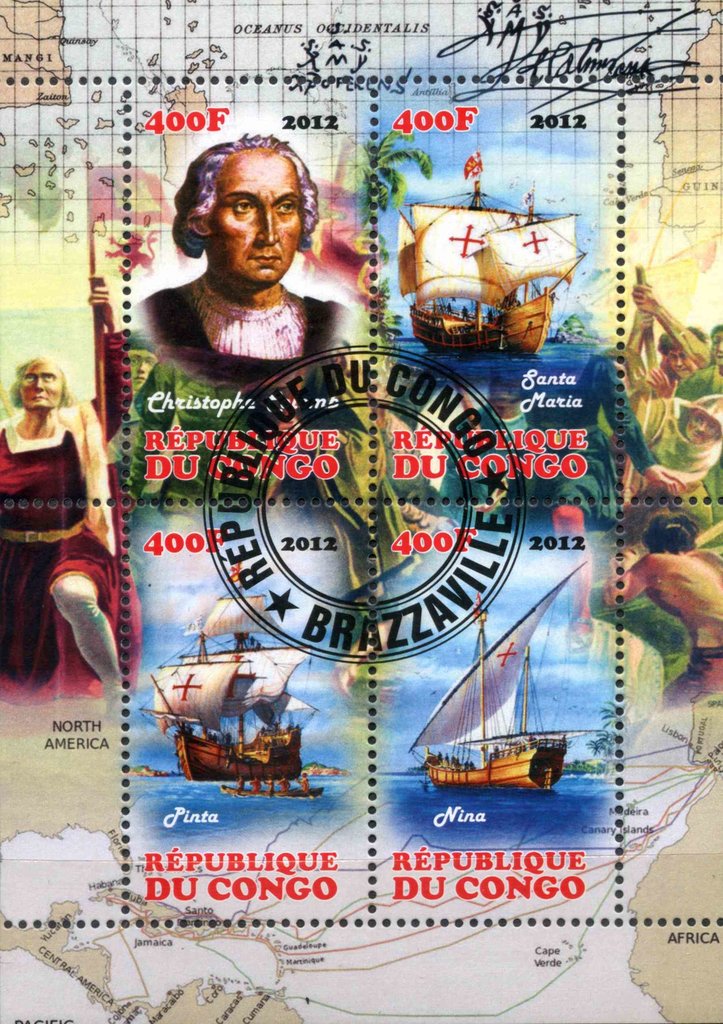 Columbus and his sailing ships