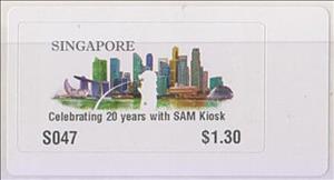 Stamp, Skyline of Singapore - 20th Anniversary SAM Kiosk, Singapore,  , Townscapes / City Views