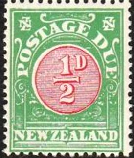 Stamp, Numeral in hatched circle, New Zealand,  , Numbers
