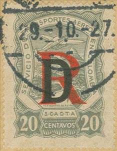 Stamp, Seaplane over Magdalena River "D", Colombia,  , Aircraft, Landscapes, Letters (Alphabet), Rivers, Volcanos