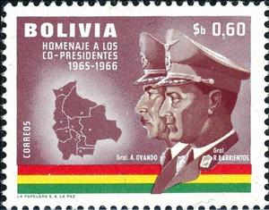 Stamp, Generals Ovando and Barrientos, Bolivia,  , Generals, Heads of State, Maps
