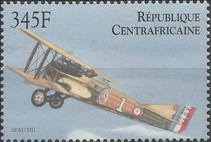 Stamp, Spad S.XIII, Central African Republic,  , Aircraft, Aviation