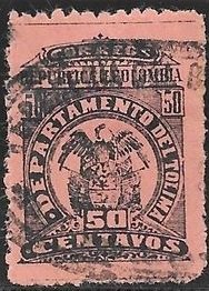Stamp, Coat of Arms, jaded corners, Colombia,  , Coats of Arms