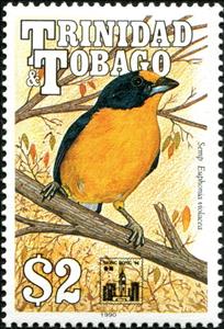 Stamp, Violaceous Euphonia (Euphonia violacea), Trinidad and Tobago,  , Animals (Fauna), Birds
