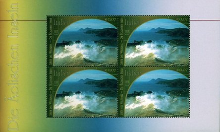 Booklet Pane, Aeolian Islands, UNO Vienna,  , Landscapes, UNESCO World Heritage Sites