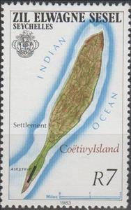 Stamp, Coetivy Island, Seychelles,  , Islands, Maps