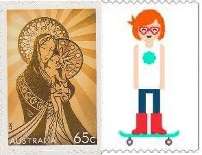 Se-tenant, Mary and Child, Australia,  , Christian, Christmas, Religion