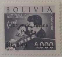 Stamp, Jaime Laredo - surcharged, Bolivia,  , Famous People, Men, Music, Musical Instruments, Musicians
