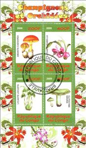 Mini Sheet, Mushrooms and orchids, Cinderellas,  , Mushrooms, Orchids