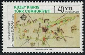 Stamp, 50th Anniversary of EUROPA Stamps, Northern Cyprus,  , Maps