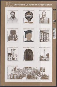 Mini Sheet, Centenary of Fort Hare University, South Africa,  , Universities