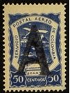 Stamp, Seaplane over Magdalena River "A", Colombia,  , Aircraft, Aviation, Landscapes, Mountains, Rivers, Volcanos