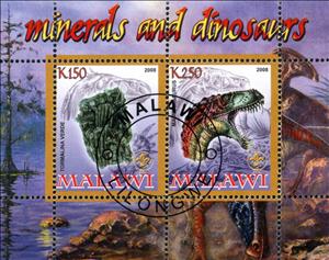Mini Sheet, Minerals and Dinosaurs, Cinderellas,  , Animals (Fauna), Dinosaurs, Minerals