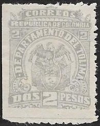 Stamp, Coat of Arms, jaded corners, Colombia,  , Coats of Arms