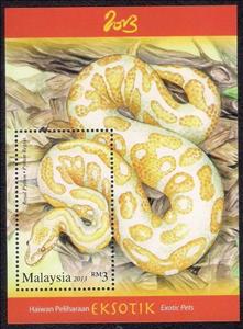Souvenir Sheet, Ball Phython (Python regius), Malaysia,  , Animals (Fauna), Reptiles, Snakes