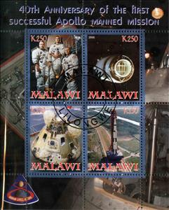 Mini Sheet, 40th Anniversary of the first successful Apollo manned Missi, Cinderellas,  , Anniversaries and Jubilees, Spacecrafts