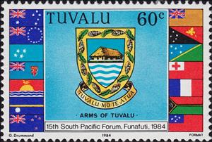 Stamp, Arms of Tuvalu and forum members' flags, Tuvalu,  , Coats of Arms, Conferences, Flags