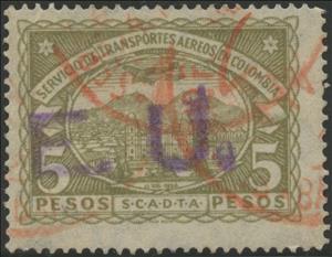 Stamp, Bogotá Cathedral "EU", Colombia,  , Aircraft, Churches - Cathedrals - Basilicas - Chapels